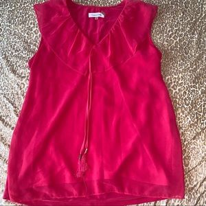 Calvin Klein Hot Pink V-Neck Blouse with Ruffles